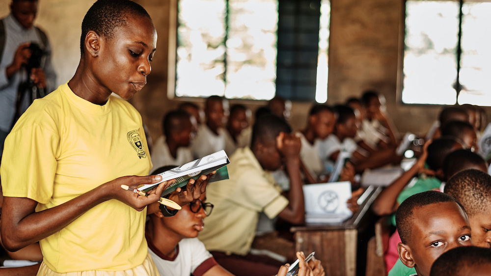 Students in local classroom in African continent
